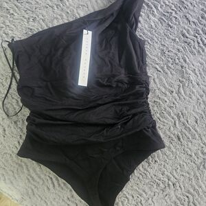 Black One Shoulder Bodysuit